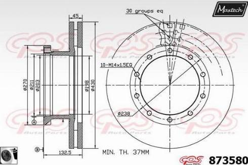 Maxtech 873580.0060 - Тормозной диск autospares.lv