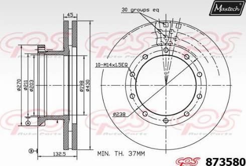 Maxtech 873580.0000 - Тормозной диск autospares.lv