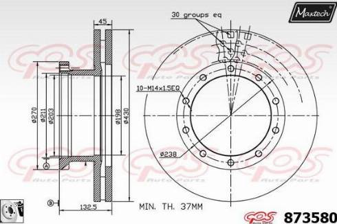 Maxtech 873580.0080 - Тормозной диск autospares.lv