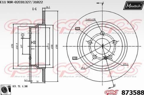 Maxtech 873588.0060 - Тормозной диск autospares.lv