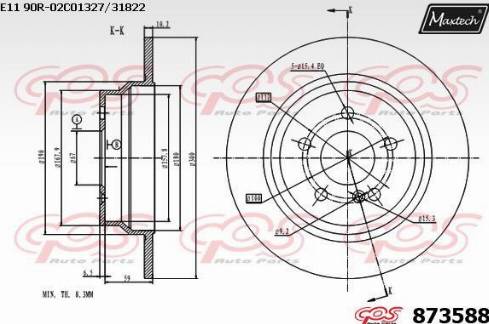 Maxtech 873588.0000 - Тормозной диск autospares.lv