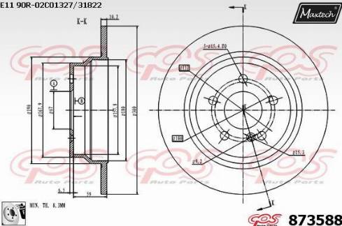 Maxtech 873588.0080 - Тормозной диск autospares.lv