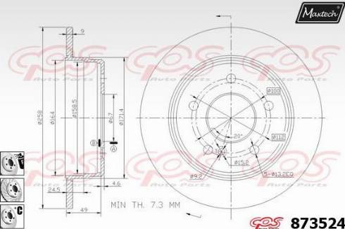 Maxtech 873524.6880 - Тормозной диск autospares.lv