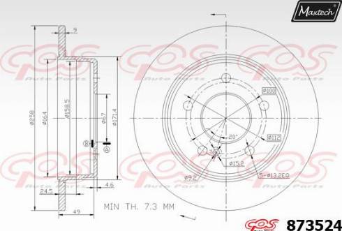 Maxtech 873524.0000 - Тормозной диск autospares.lv