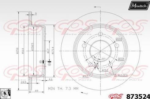 Maxtech 873524.0080 - Тормозной диск autospares.lv