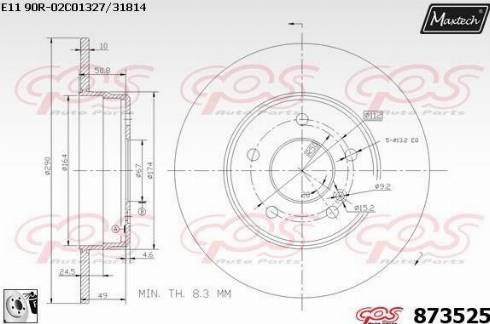 Maxtech 873525.0080 - Тормозной диск autospares.lv