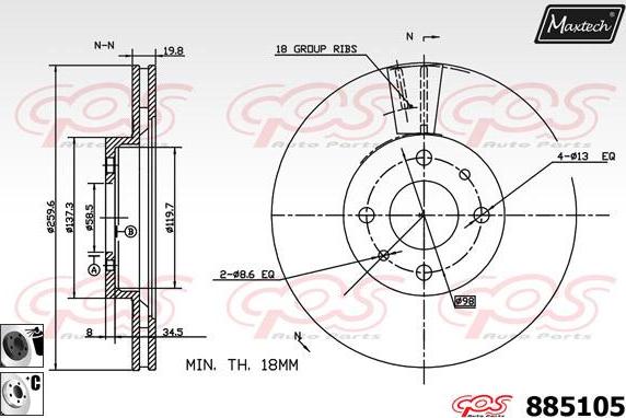 Maxtech 873525 - Тормозной диск autospares.lv