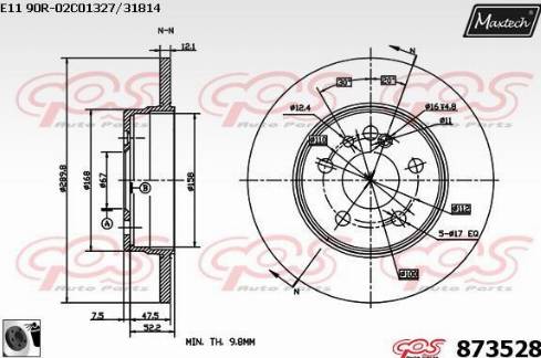 Maxtech 873528.0060 - Тормозной диск autospares.lv