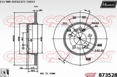 Maxtech 873528.0080 - Тормозной диск autospares.lv