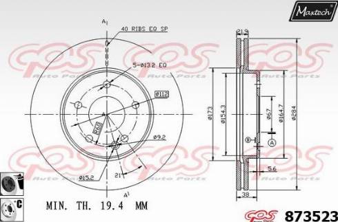 Maxtech 873523.6060 - Тормозной диск autospares.lv