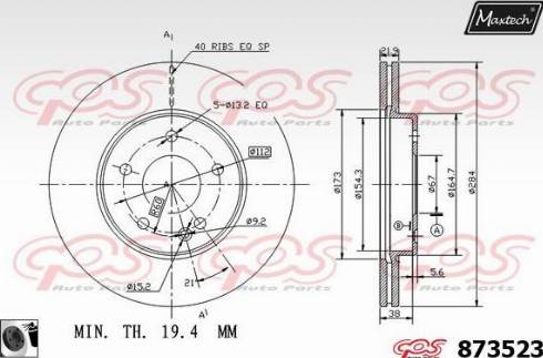 Maxtech 873523.0060 - Тормозной диск autospares.lv