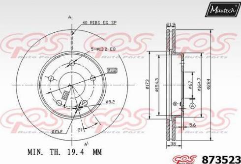 Maxtech 873523.0000 - Тормозной диск autospares.lv