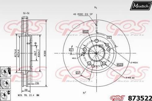 Maxtech 873522.6980 - Тормозной диск autospares.lv