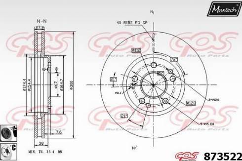 Maxtech 873522.6060 - Тормозной диск autospares.lv