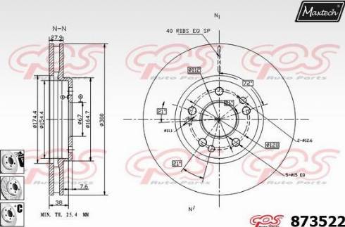 Maxtech 873522.6880 - Тормозной диск autospares.lv