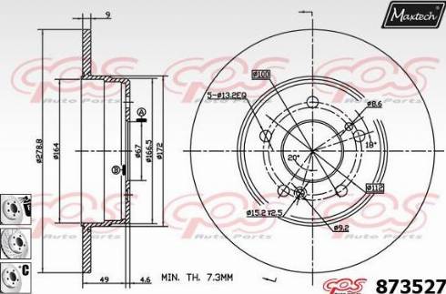 Maxtech 873527.6880 - Тормозной диск autospares.lv