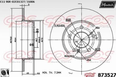 Maxtech 873527.0060 - Тормозной диск autospares.lv