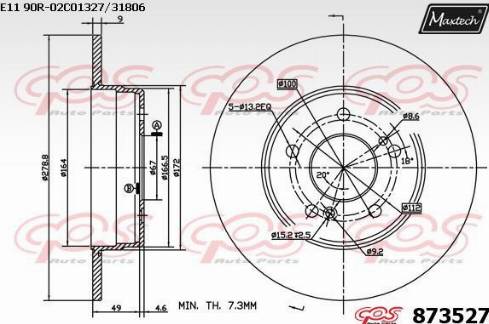 Maxtech 873527.0000 - Тормозной диск autospares.lv