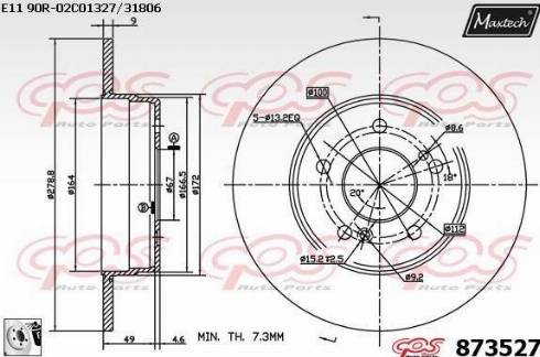 Maxtech 873527.0080 - Тормозной диск autospares.lv