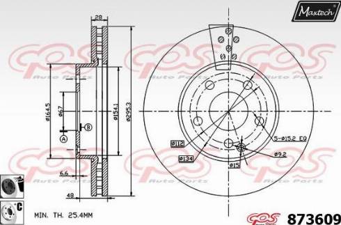 Maxtech 873609.6060 - Тормозной диск autospares.lv