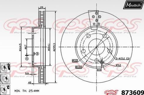 Maxtech 873609.6980 - Тормозной диск autospares.lv