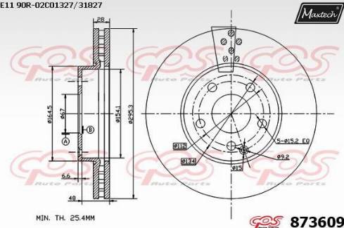 Maxtech 873609.0000 - Тормозной диск autospares.lv