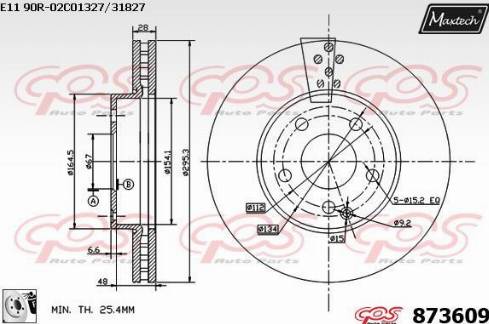 Maxtech 873609.0080 - Тормозной диск autospares.lv