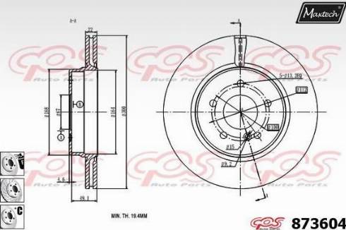 Maxtech 873604.6980 - Тормозной диск autospares.lv