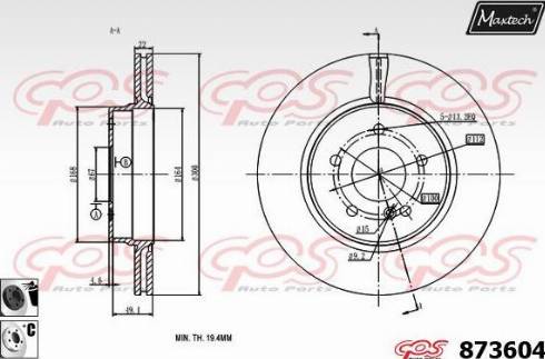 Maxtech 873604.6060 - Тормозной диск autospares.lv