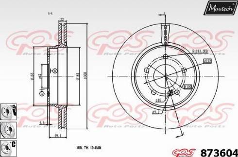 Maxtech 873604.6880 - Тормозной диск autospares.lv