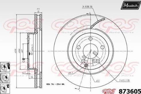 Maxtech 873605.6980 - Тормозной диск autospares.lv