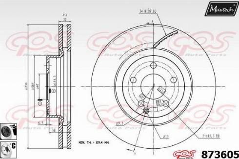 Maxtech 873605.6060 - Тормозной диск autospares.lv