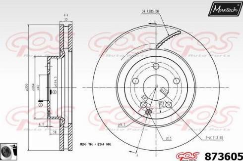 Maxtech 873605.0060 - Тормозной диск autospares.lv