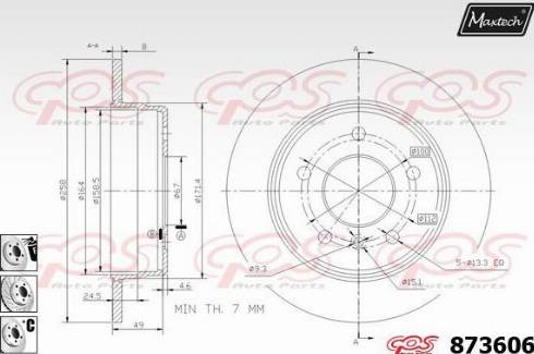 Maxtech 873606.6880 - Тормозной диск autospares.lv