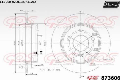 Maxtech 873606.0000 - Тормозной диск autospares.lv