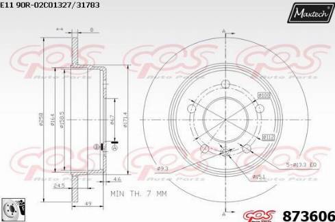 Maxtech 873606.0080 - Тормозной диск autospares.lv