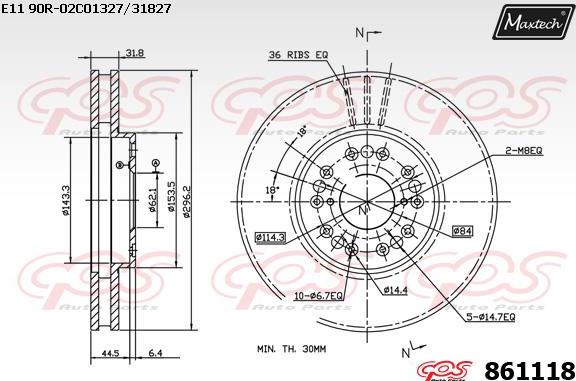 Maxtech 873606 - Тормозной диск autospares.lv