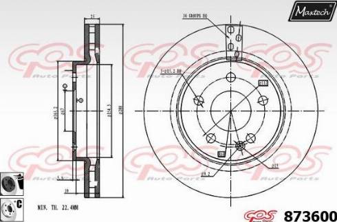 Maxtech 873600.6060 - Тормозной диск autospares.lv