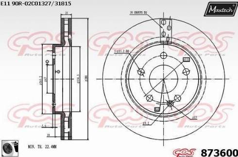 Maxtech 873600.0060 - Тормозной диск autospares.lv