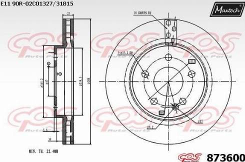 Maxtech 873600.0000 - Тормозной диск autospares.lv