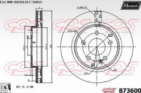 Maxtech 873600.0080 - Тормозной диск autospares.lv