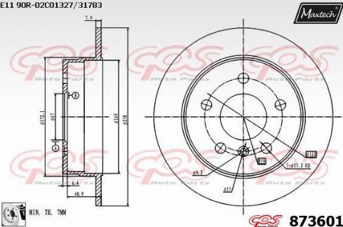 Maxtech 873601.0080 - Тормозной диск autospares.lv