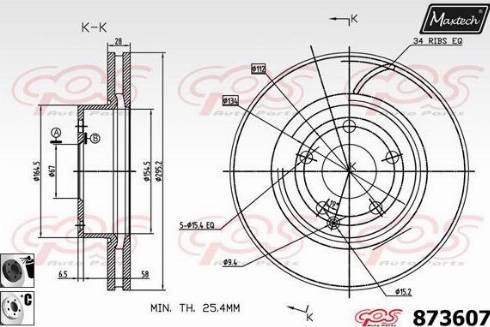 Maxtech 873607.6060 - Тормозной диск autospares.lv