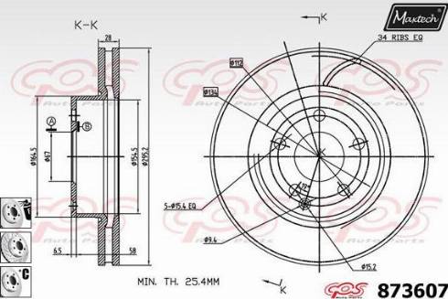 Maxtech 873607.6880 - Тормозной диск autospares.lv