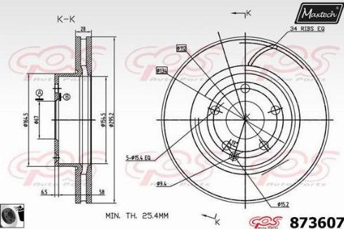 Maxtech 873607.0060 - Тормозной диск autospares.lv