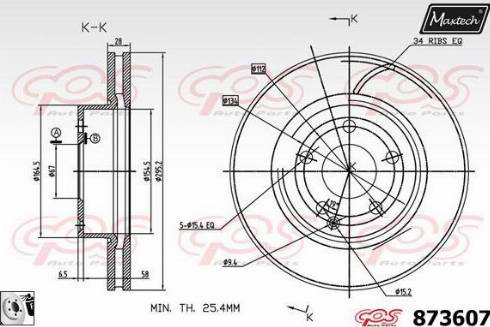 Maxtech 873607.0080 - Тормозной диск autospares.lv