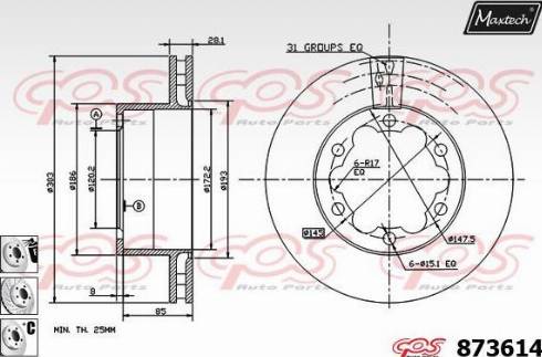 Maxtech 873614.6980 - Тормозной диск autospares.lv