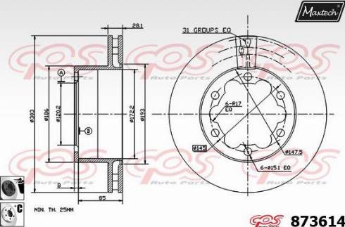 Maxtech 873614.6060 - Тормозной диск autospares.lv