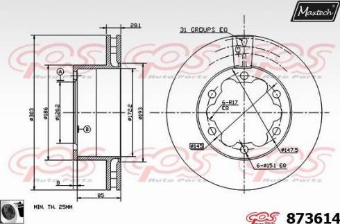 Maxtech 873614.0060 - Тормозной диск autospares.lv