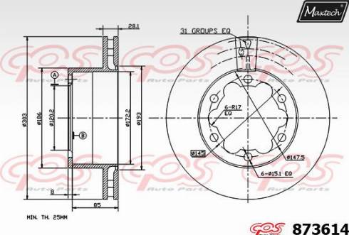 Maxtech 873614.0000 - Тормозной диск autospares.lv